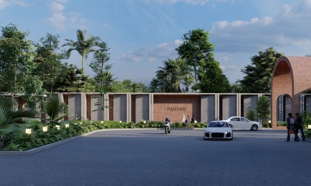 Festival-themed luxury villas surrounded by greenery and lakes at Parvam. - Euphoriaa Realty