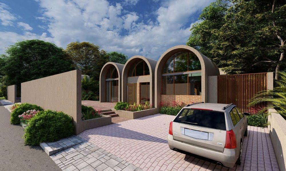 2 BHK villa dining and living room layout at Sarvatra Parvam near Rancharda - Euphoriaa Realty