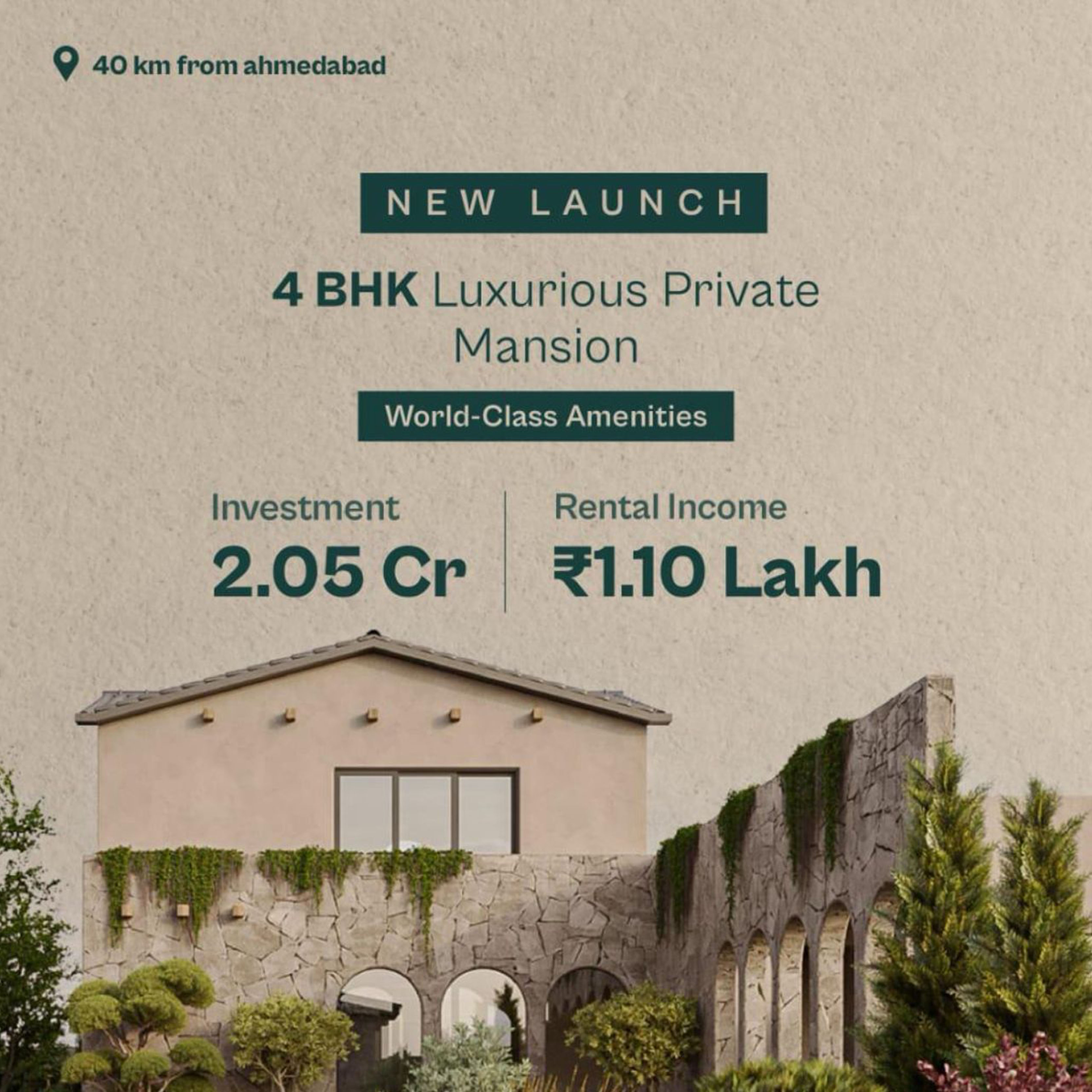 The Cube Club Weekend Villa at Bavla Road, Europian Theme Fully Furnished villa at 55 Lakhs with 7% Return
